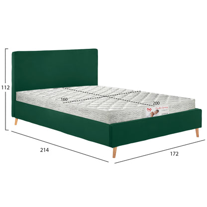 BED WITH MATTRESS INDRA HM21280.04 CYPRESS GREEN VELVET--FOR MATTRESS 160x200cm