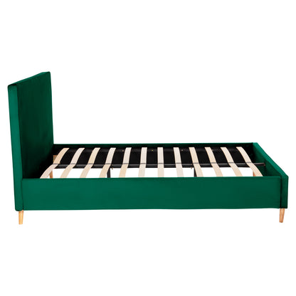 BED WITH MATTRESS INDRA HM21280.04 CYPRESS GREEN VELVET--FOR MATTRESS 160x200cm