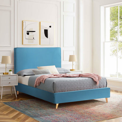 BED WITH MATTRESS MAYLIN HM21281.02 TURQUOISE (BLUE-GREEN) VELVET--FOR MATTRESS 120x200cm