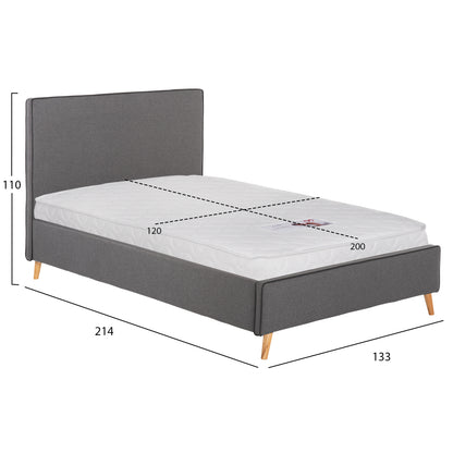 BED WITH MATTRESS MAYLIN HM21281.03 GREY FABRIC--FOR MATTRESS 120x200cm
