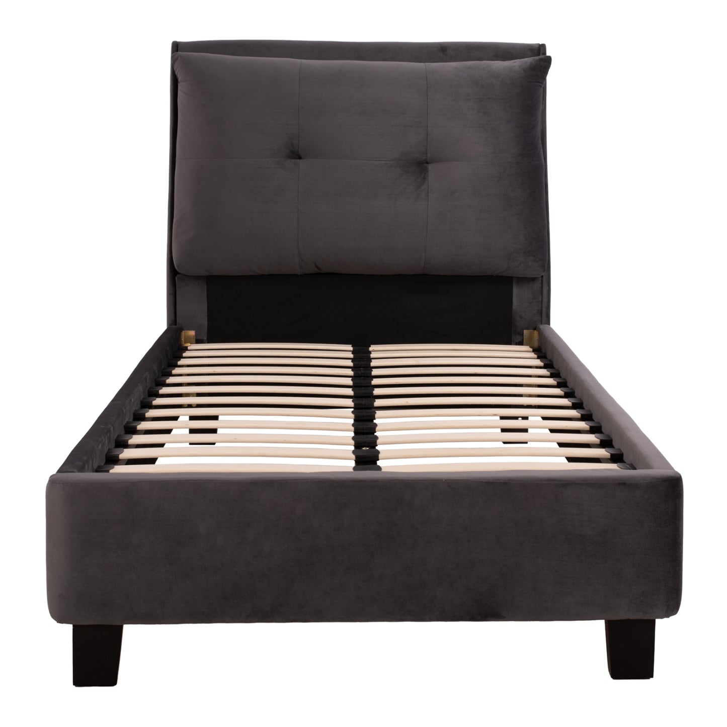 BED WITH MATTRESS RILEY HM21282.01 GREY VELVET--FOR MATTRESS 90x200cm