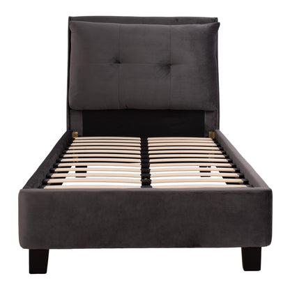 BED WITH MATTRESS RILEY HM21282.01 GREY VELVET--FOR MATTRESS 90x200cm