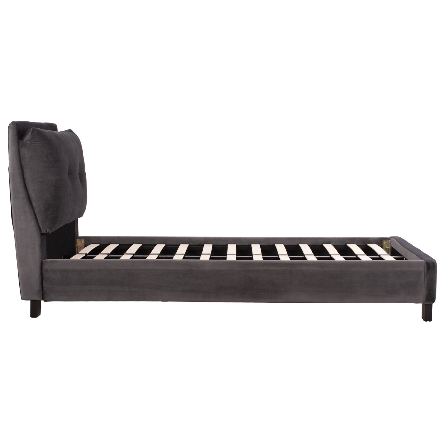 BED WITH MATTRESS RILEY HM21282.01 GREY VELVET--FOR MATTRESS 90x200cm