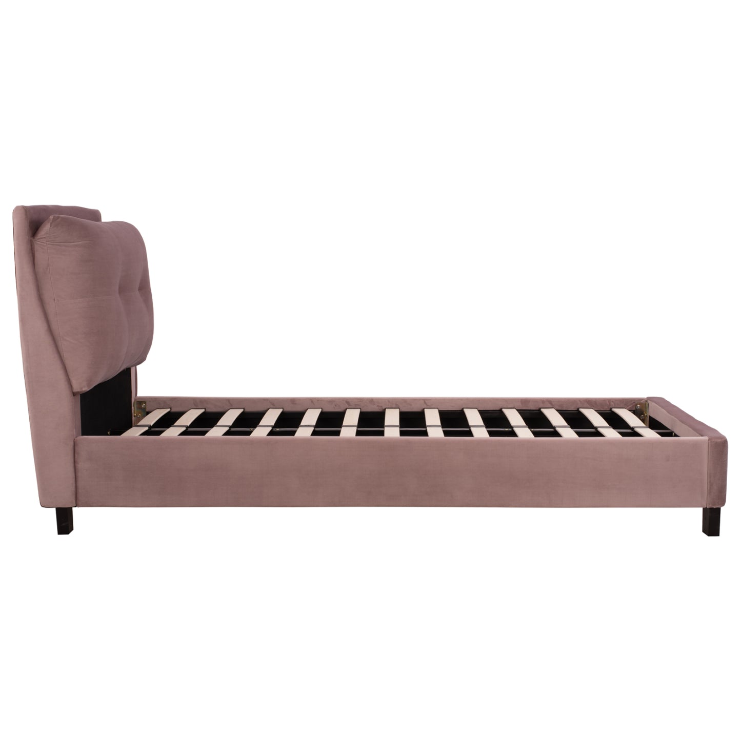 BED WITH MATTRESS RILEY HM21282.02 DUSTY PINK VELVET--FOR MATTRESS 90x200cm