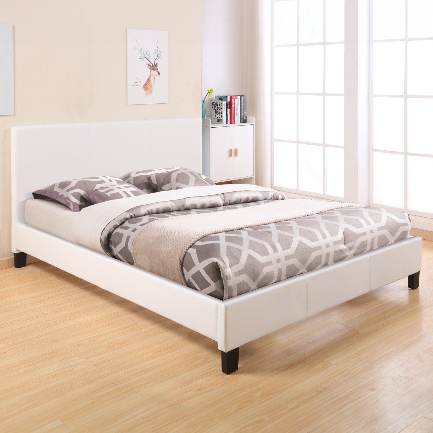BED WITH MATTRESS BECCA HM21283.01 WHITE PU--FOR MATTRESS 150x200cm