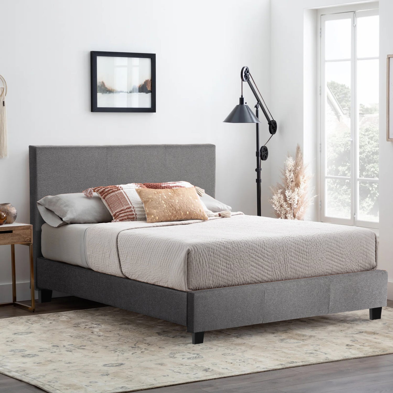 BED WITH MATTRESS BECCA HM21283.04 GREY FABRIC--FOR MATTRESS 150x200cm