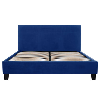 BED WITH MATTRESS BECCA HM21283.07 BLUE VELVET--FOR MATTRESS 150x200cm