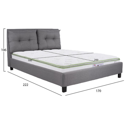 BED WITH MATTRESS BILLIE HM21284.03 GREY FABRIC--FOR MATTRESS 160x200cm