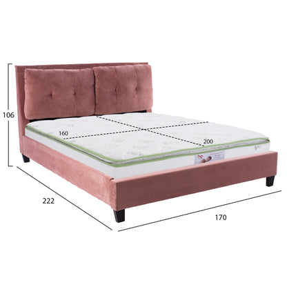 BED WITH MATTRESS BILLIE HM21284.05 DUSTY PINK VELVET--FOR MATTRESS 160x200cm