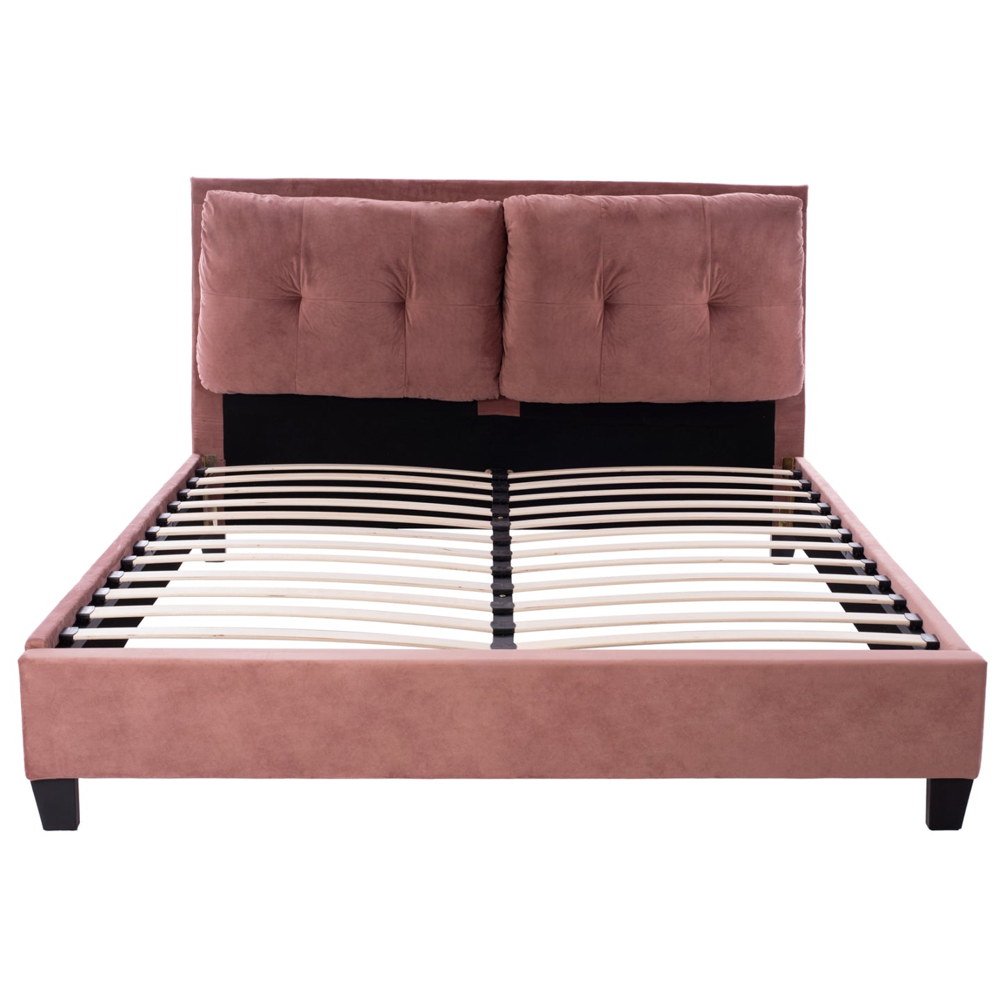 BED WITH MATTRESS BILLIE HM21284.05 DUSTY PINK VELVET--FOR MATTRESS 160x200cm