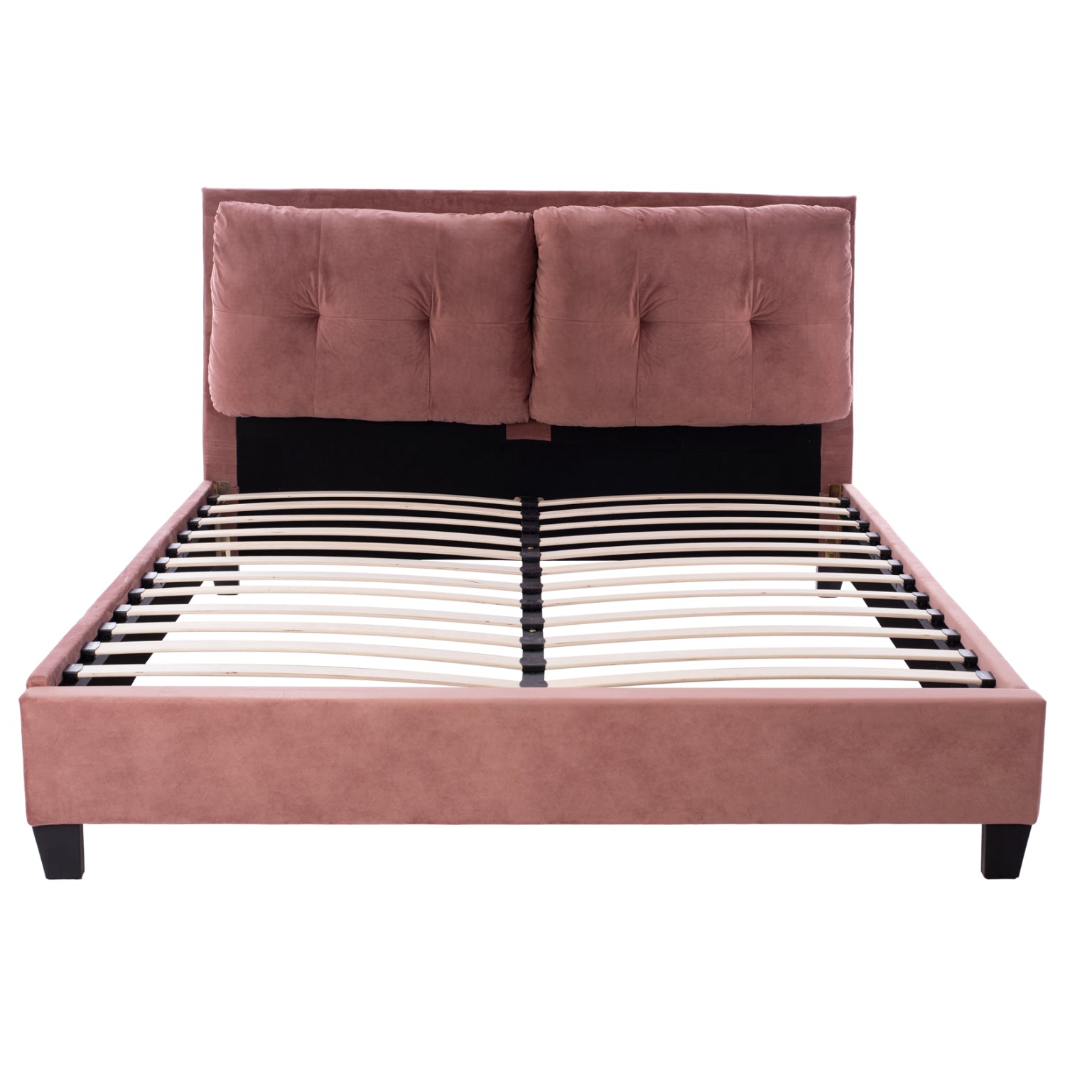 BED WITH MATTRESS BILLIE HM21284.05 DUSTY PINK VELVET--FOR MATTRESS 160x200cm