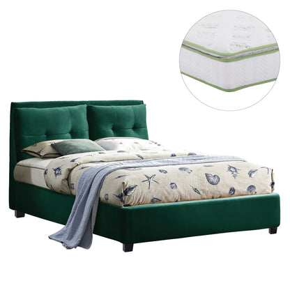 BED WITH MATTRESS BILLIE HM21284.06 CYPRESS GREEN VELVET--FOR MATTRESS 160x200cm