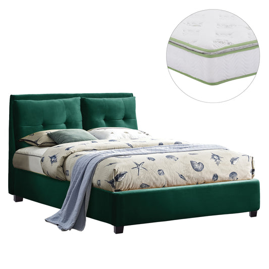 BED WITH MATTRESS BILLIE HM21284.06 CYPRESS GREEN VELVET--FOR MATTRESS 160x200cm
