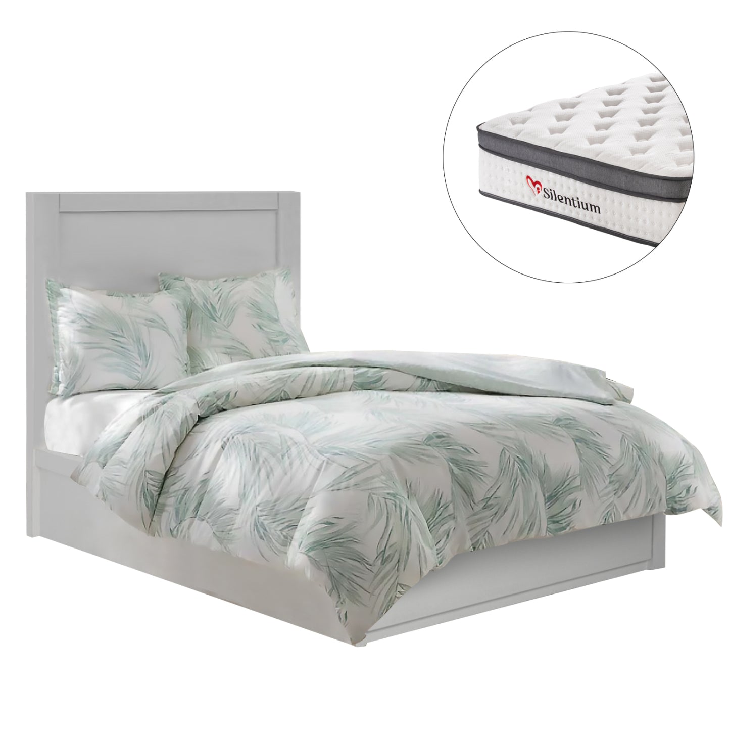 SINGLE BED WITH DRAWER & MATTRESS MELANY HM10745.04 MELAMINE IN WHITE--FOR 90x190cm.