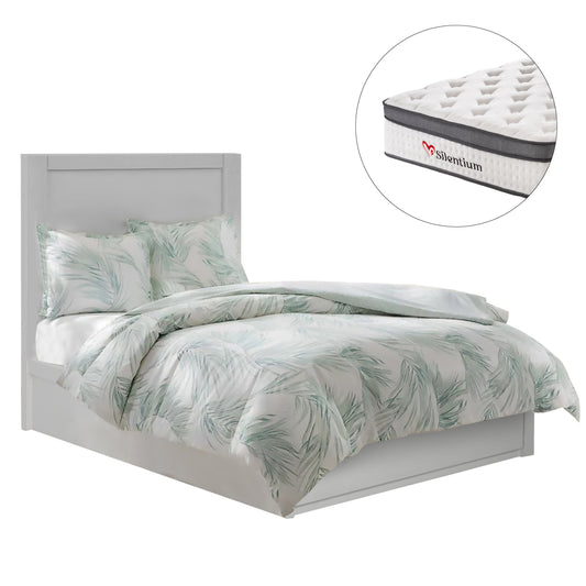 SINGLE BED WITH DRAWER & MATTRESS MELANY HM10745.04 MELAMINE IN WHITE--FOR 90x190cm.