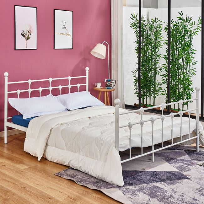 HM575.02, KAMIL Metallic Bed 150x200cm, White Color