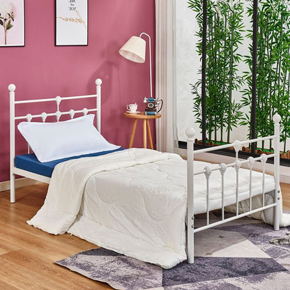 HM574.02 KAMIL Metallic Bed 90x190cm, White Color
