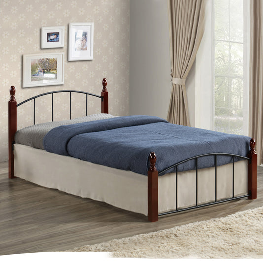 HM381 Bed MAKAI, Metallic-RUBBERWOOD, 90x190, Walnut