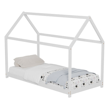 BED FOR KIDS PEPE HM677.03 t.MONTESSORI SOLID PINE WOOD IN WHITE- 190x90cm.