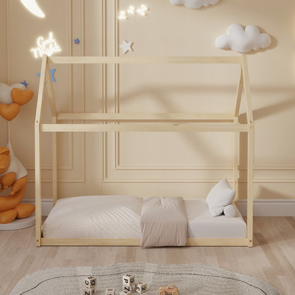 BED FOR KIDS PEPE HM678.01 t.MONTESSORI SOLID PINE WOOD IN NATURAL- 140x70cm.