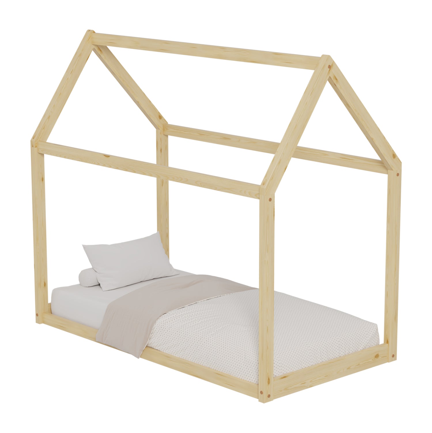 BED FOR KIDS PEPE HM678.01 t.MONTESSORI SOLID PINE WOOD IN NATURAL- 140x70cm.