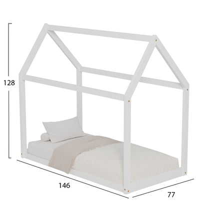 BED FOR KIDS PEPE HM678.03 t.MONTESSORI SOLID PINE WOOD IN WHITE- 140x70cm.