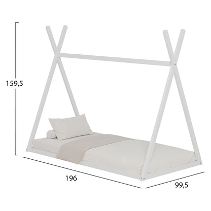 BED FOR KIDS MUNK HM681.03 t.MONTESSORI SOLID PINE WOOD IN WHITE FOR MATTRESS 190x90cm.
