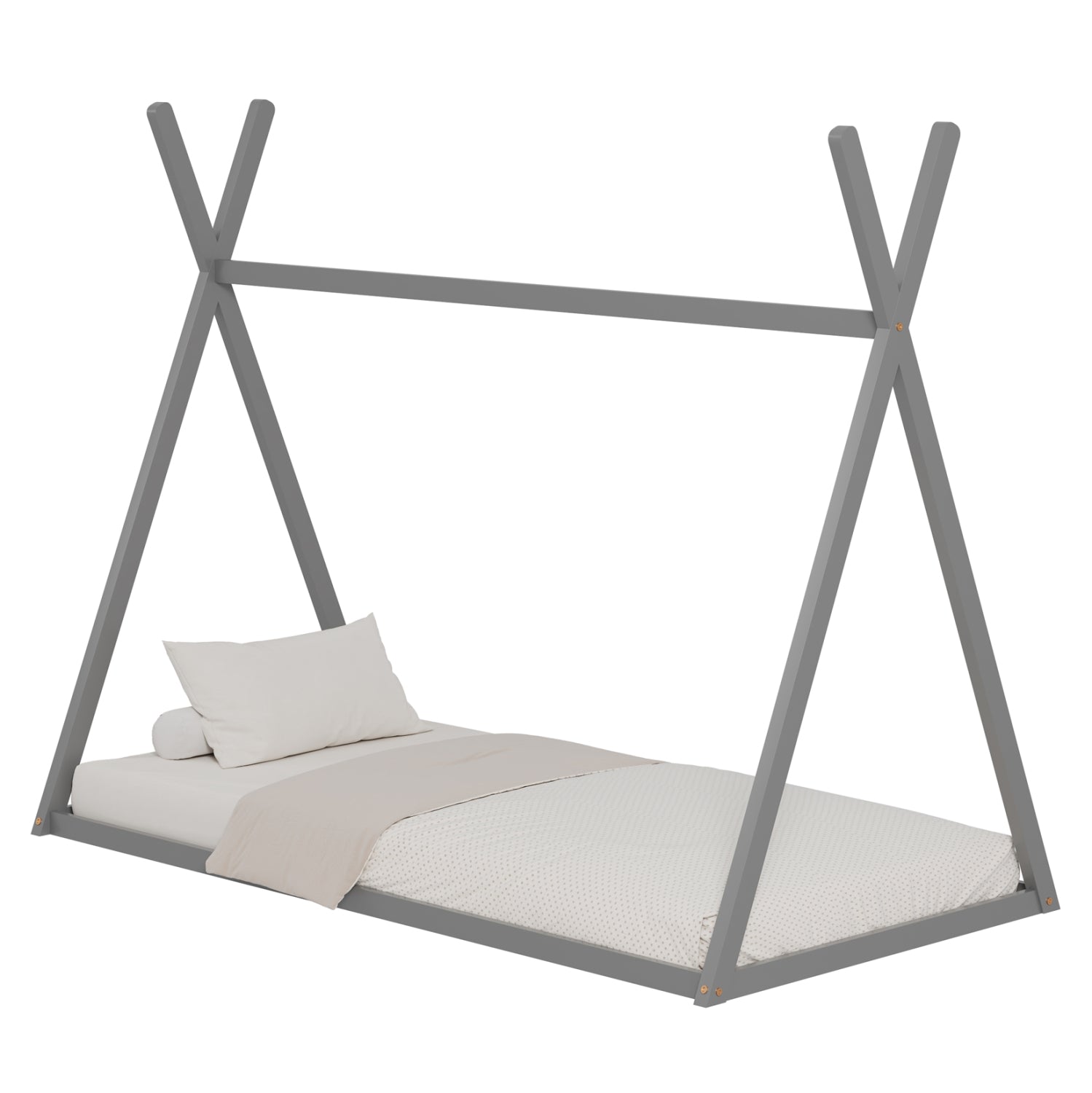BED FOR KIDS MUNK HM681.05 t.MONTESSORI SOLID PINE WOOD IN GREY- 190x90cm.