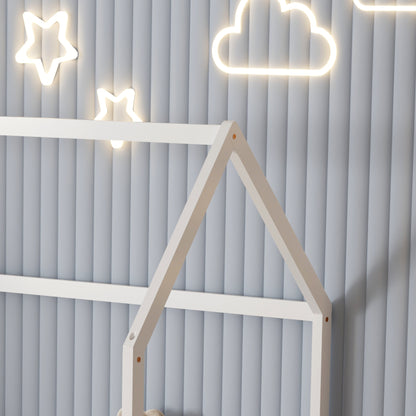 BED FOR KIDS WITH FENCE PHYLLIS HM679.03 t.MONTESSORI SOLID PINE WOOD IN WHITE- 190x90cm.