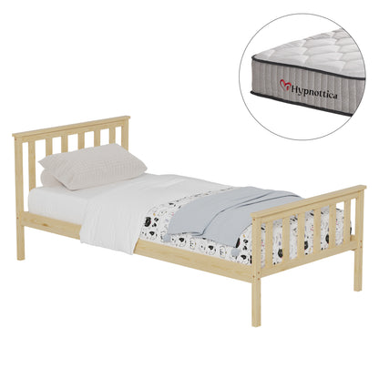BED WITH MATTRESS GIMLY HM10751.01 PINE WOOD IN NATURAL COLOR FOR MATTRESS 90x190cm