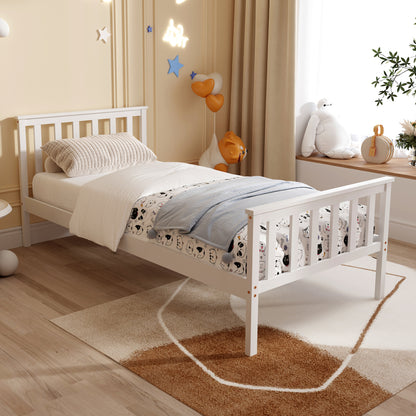 BED WITH MATTRESS GIMLY HM10751.02 PINE WOOD IN WHITE COLOR FOR MATTRESS 90x190cm