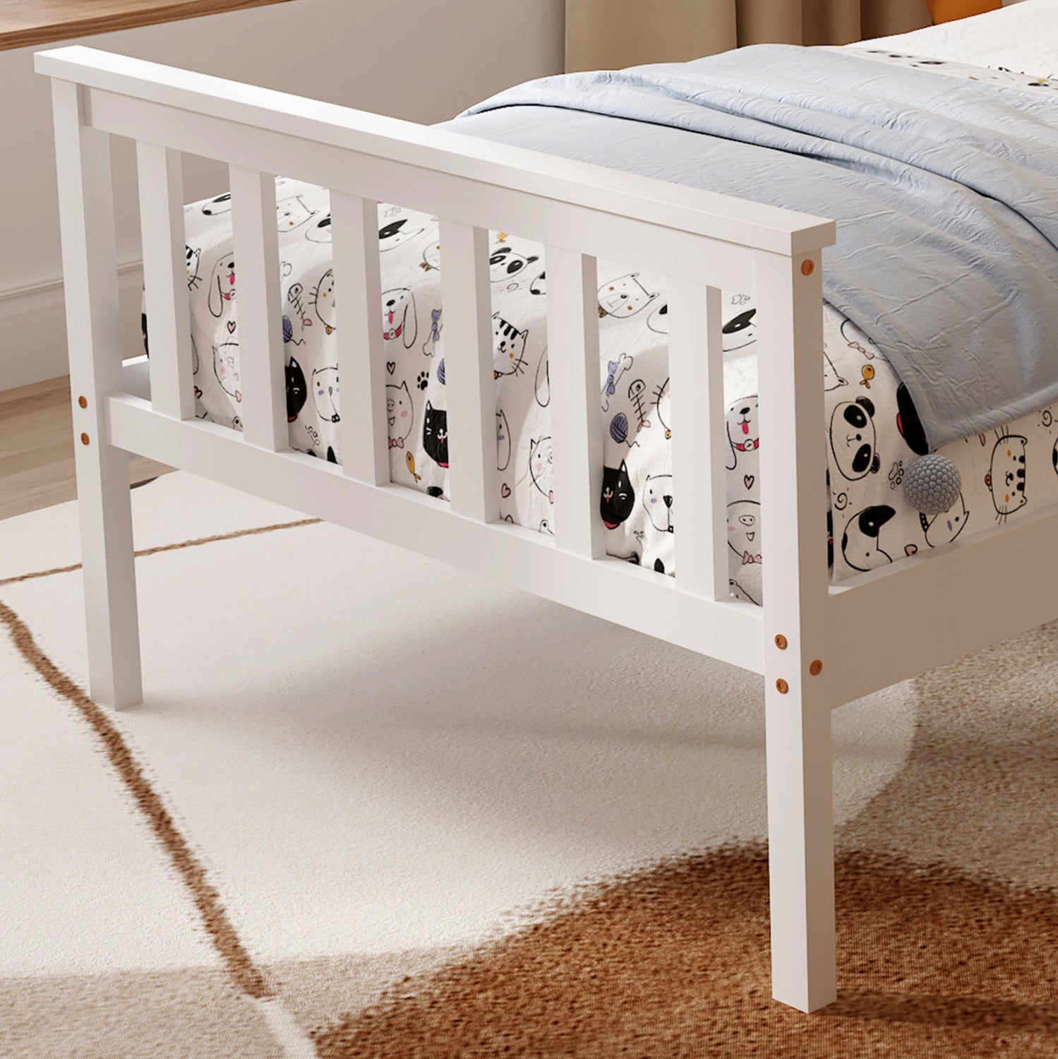 BED WITH MATTRESS GIMLY HM21300.01 PINE WOOD IN WHITE COLOR FOR MATTRESS 90x190cm