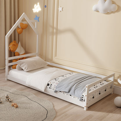 BED WITH MATTRESS HOUSER HM21301 PINE WOOD IN WHITE COLOR--MATTRESS 90x190cm