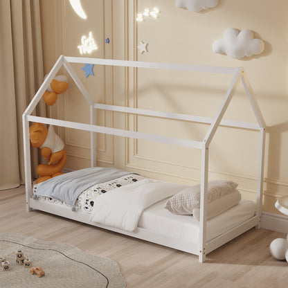 BED WITH MATTRESS PEPE HM21302.01 PINE WOOD IN WHITE COLOR--MATTRESS 90x190cm