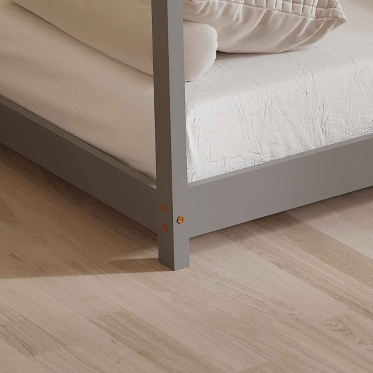 BED WITH MATTRESS PEPE HM21302.02 PINE WOOD IN GREY COLOR--MATTRESS 90x190cm