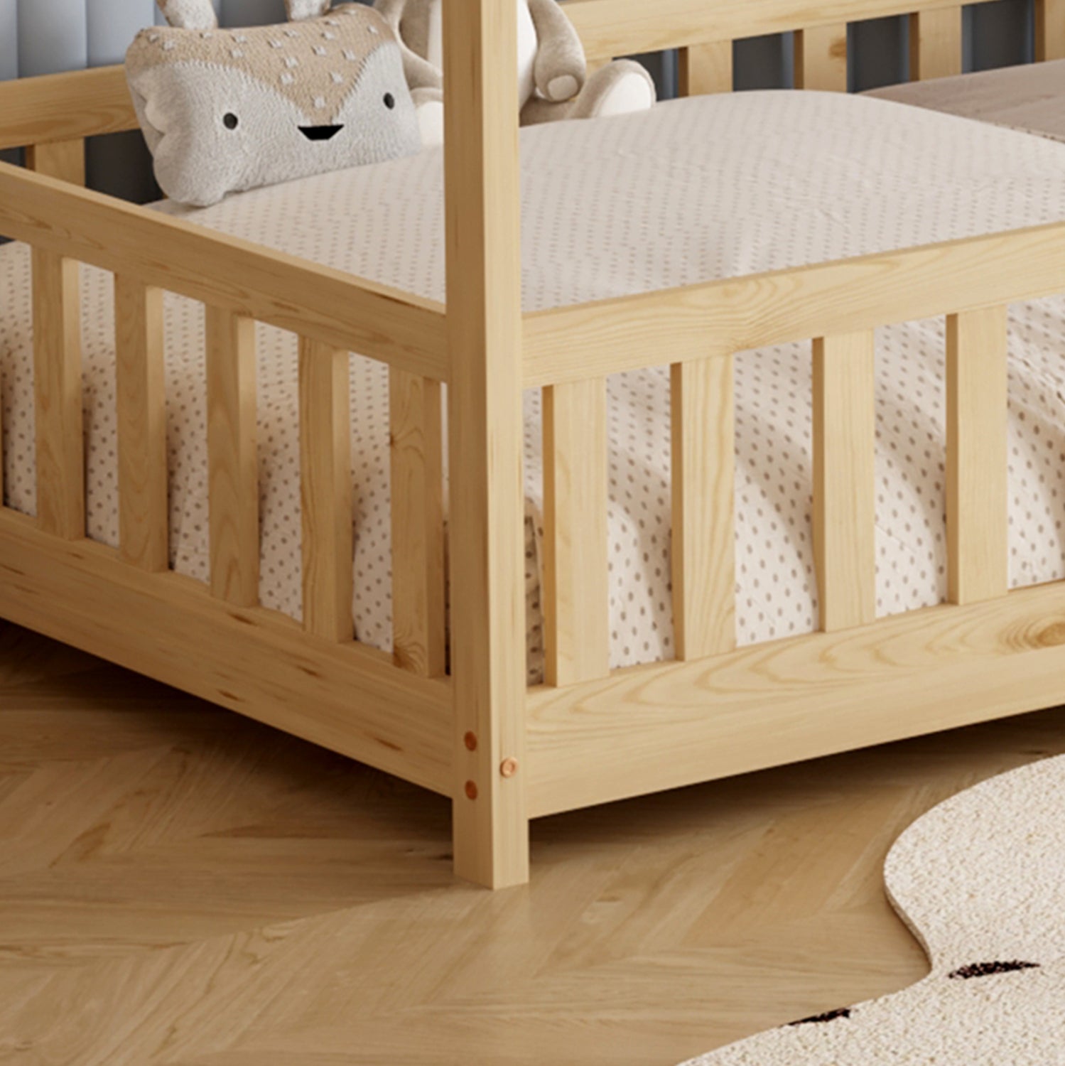 BED WITH MATTRESS PHYLLIS HM21304 PINE WOOD IN NATURAL WOOD COLOR--MATTRESS 90x190cm