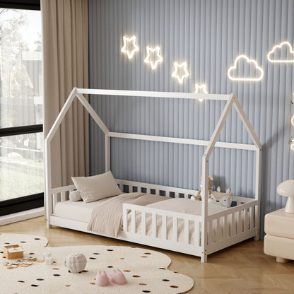 BED WITH MATTRESS PHYLLIS HM21304.01 PINE WOOD IN WHITE COLOR--MATTRESS 90x190cm