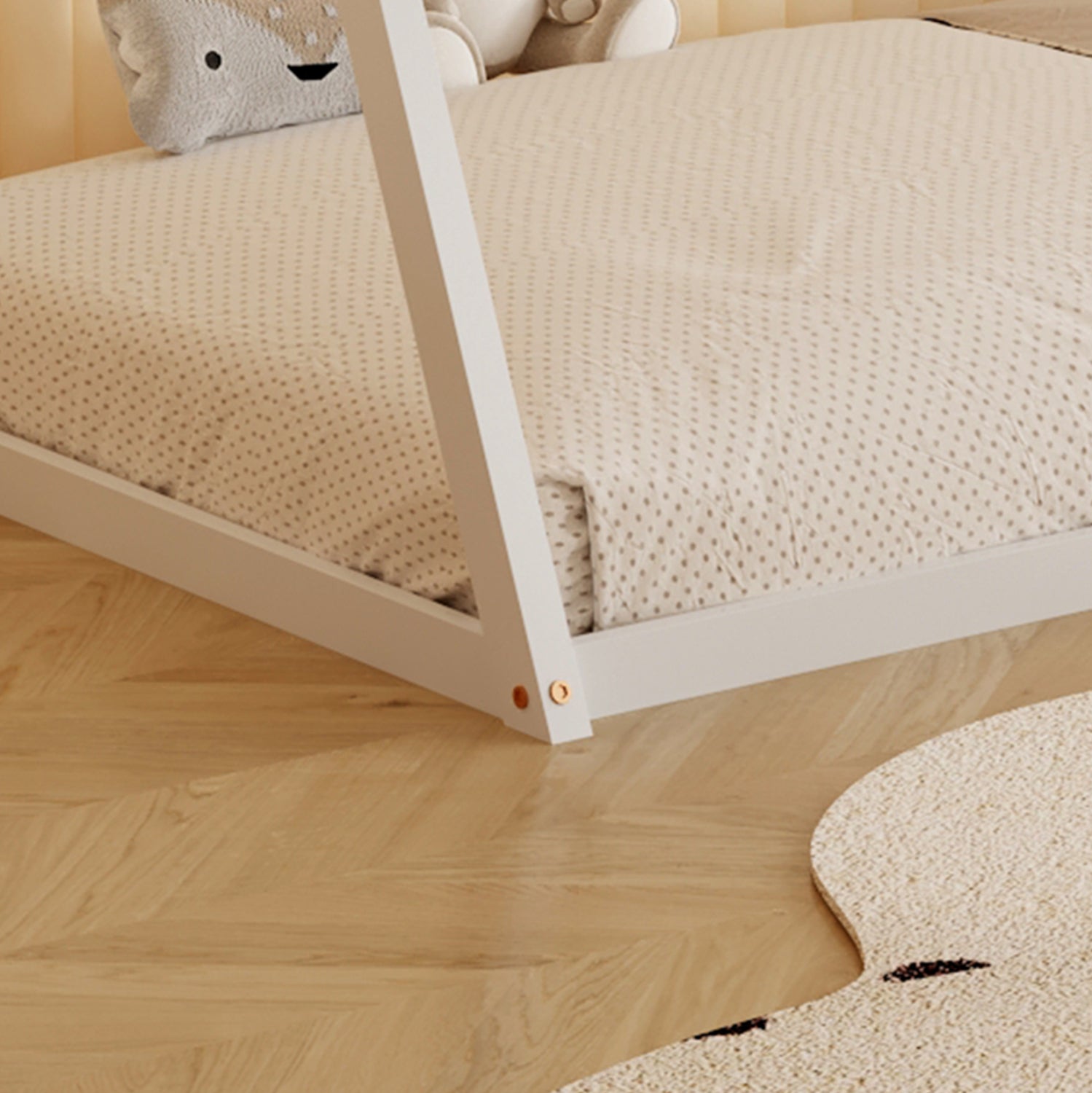 BED WITH MATTRESS MUNK HM21306.01 PINE WOOD IN WHITE COLOR--MATTRESS 90x190cm