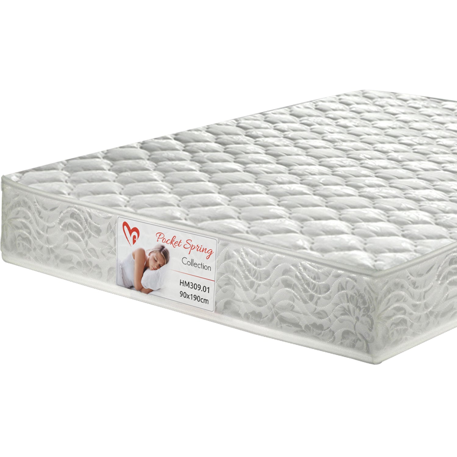 BED WITH MATTRESS HOUSER HM21315.01 PINE WOOD IN WHITE--MATTRESS 90x190cm