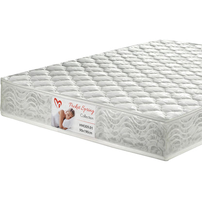 BED WITH MATTRESS HOUSER HM21315.01 PINE WOOD IN WHITE--MATTRESS 90x190cm