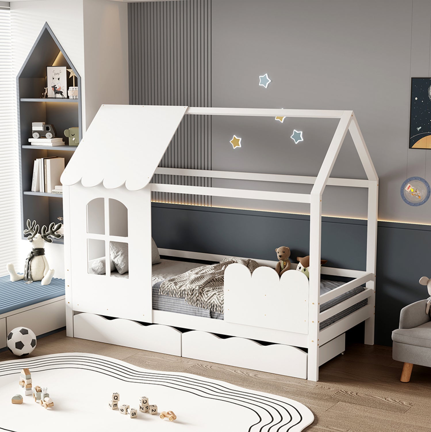 BED WITH MATTRESS DOMER HM21319 PINE WOOD IN WHITE--MATTRESS 90x190cm