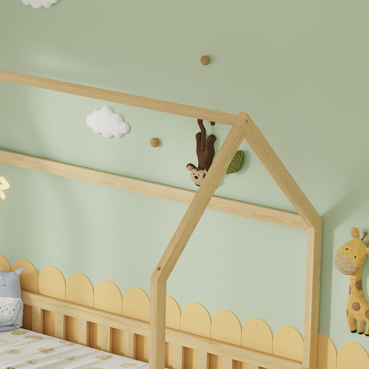 BED WITH DRAWERS PHYLLIS HM21324 PINE WOOD IN NATURAL WOOD COLOR--WITH MATTRESS 90x190cm