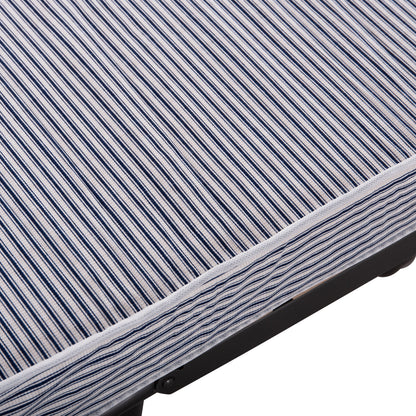 FOLDABLE BED NOBLE ΗΜ393.01 METALLIC WITH WHEELS & MATTRESS IN BLUE-WHITE 80x182x37.5Hcm.