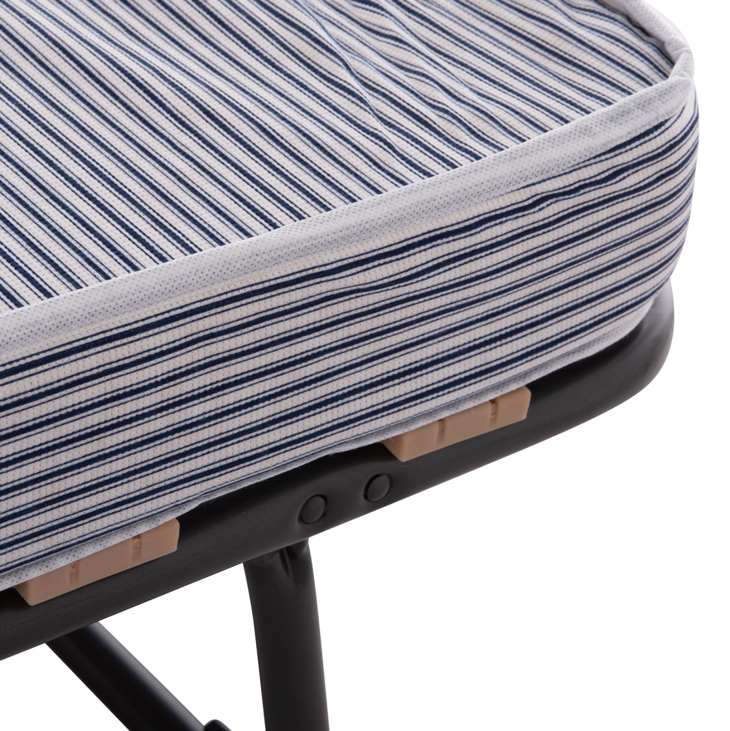 FOLDABLE BED NOBLE ΗΜ393.01 METALLIC WITH WHEELS & MATTRESS IN BLUE-WHITE 80x182x37.5Hcm.