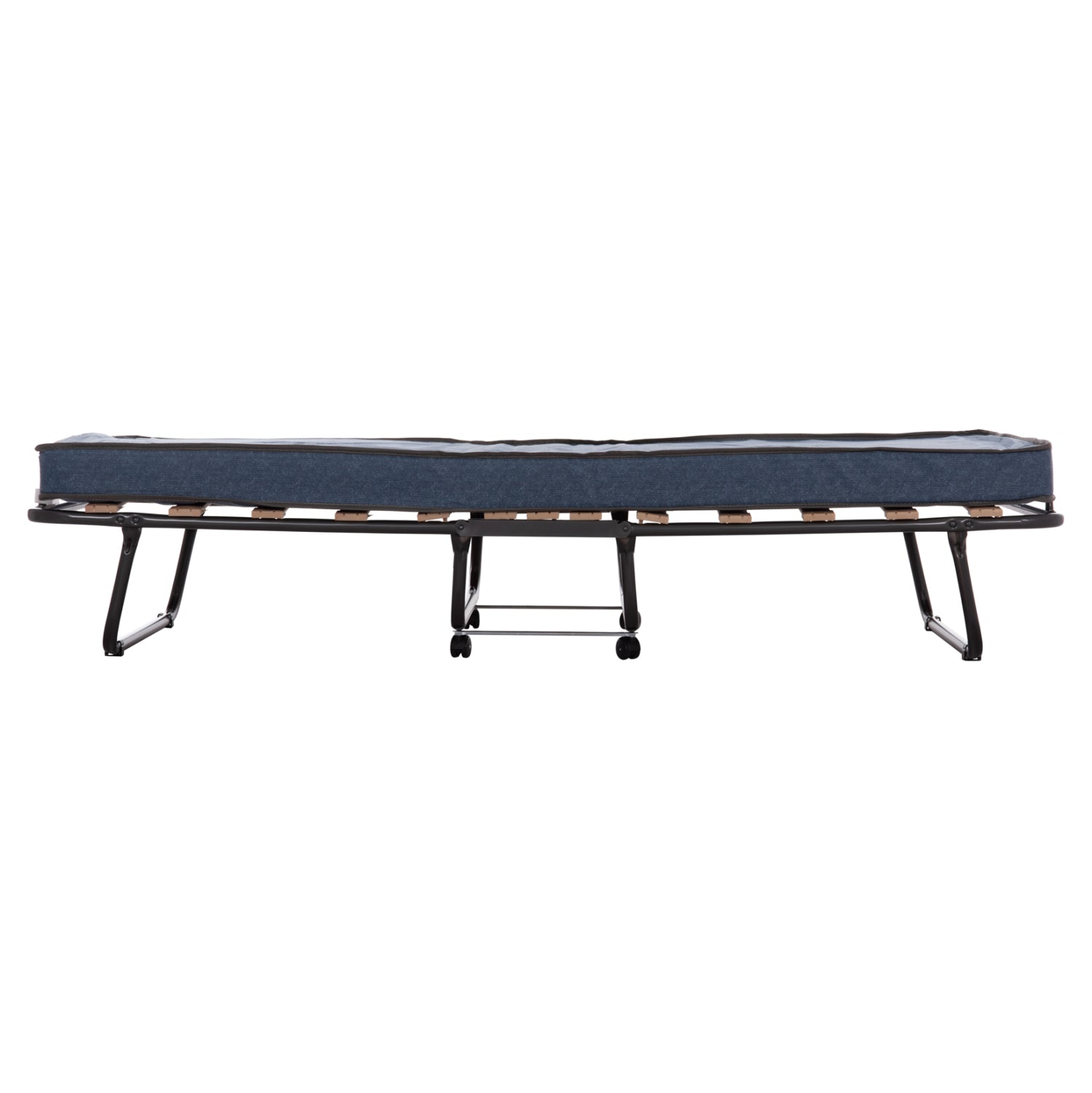 FOLDABLE BED NOBLE HM393.02 METALLIC WITH WHEELS & MATTRESS 9cm IN GREY 80x182x37.5Hcm.