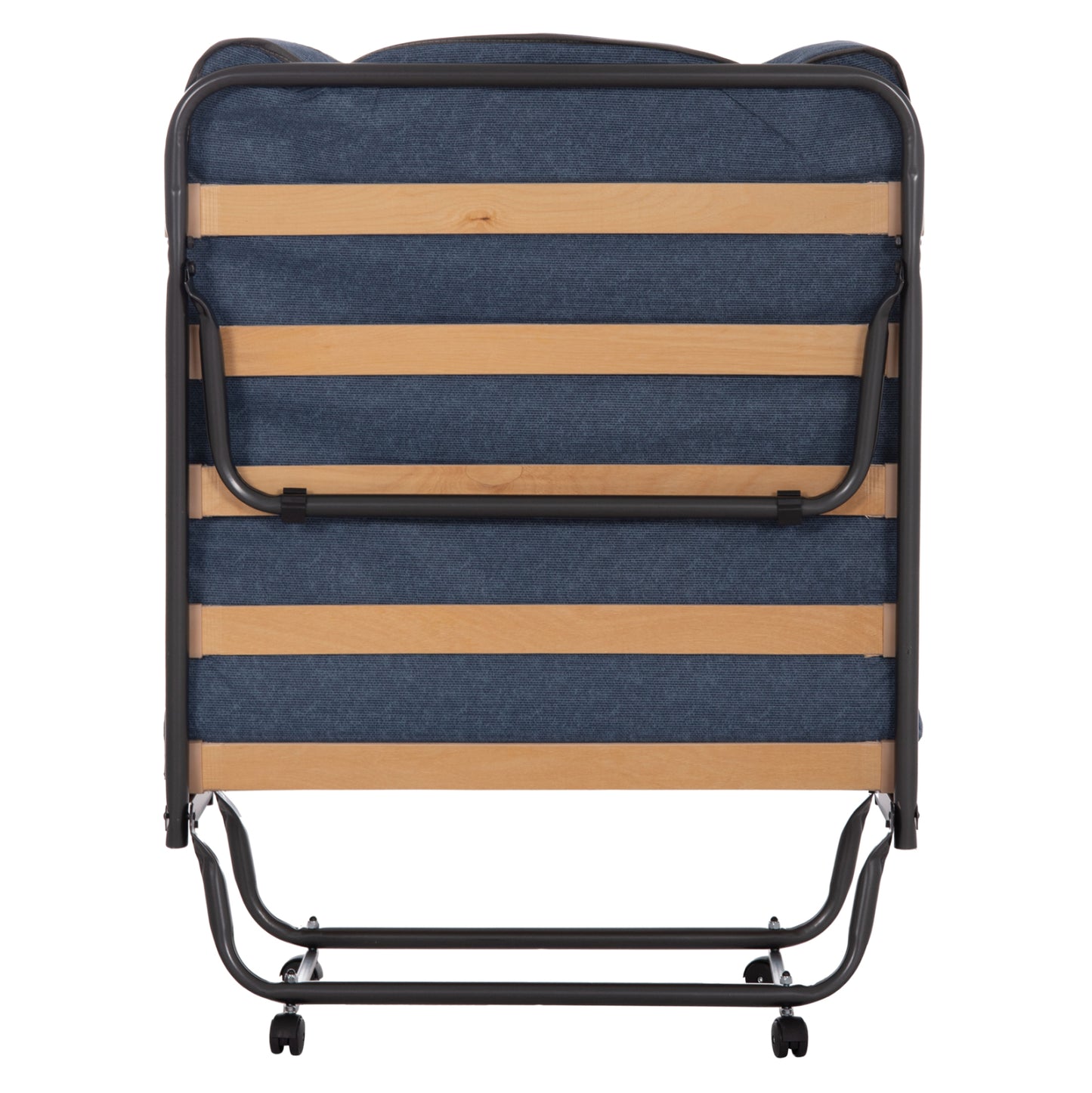 FOLDABLE BED NOBLE HM393.02 METALLIC WITH WHEELS & MATTRESS 9cm IN GREY 80x182x37.5Hcm.