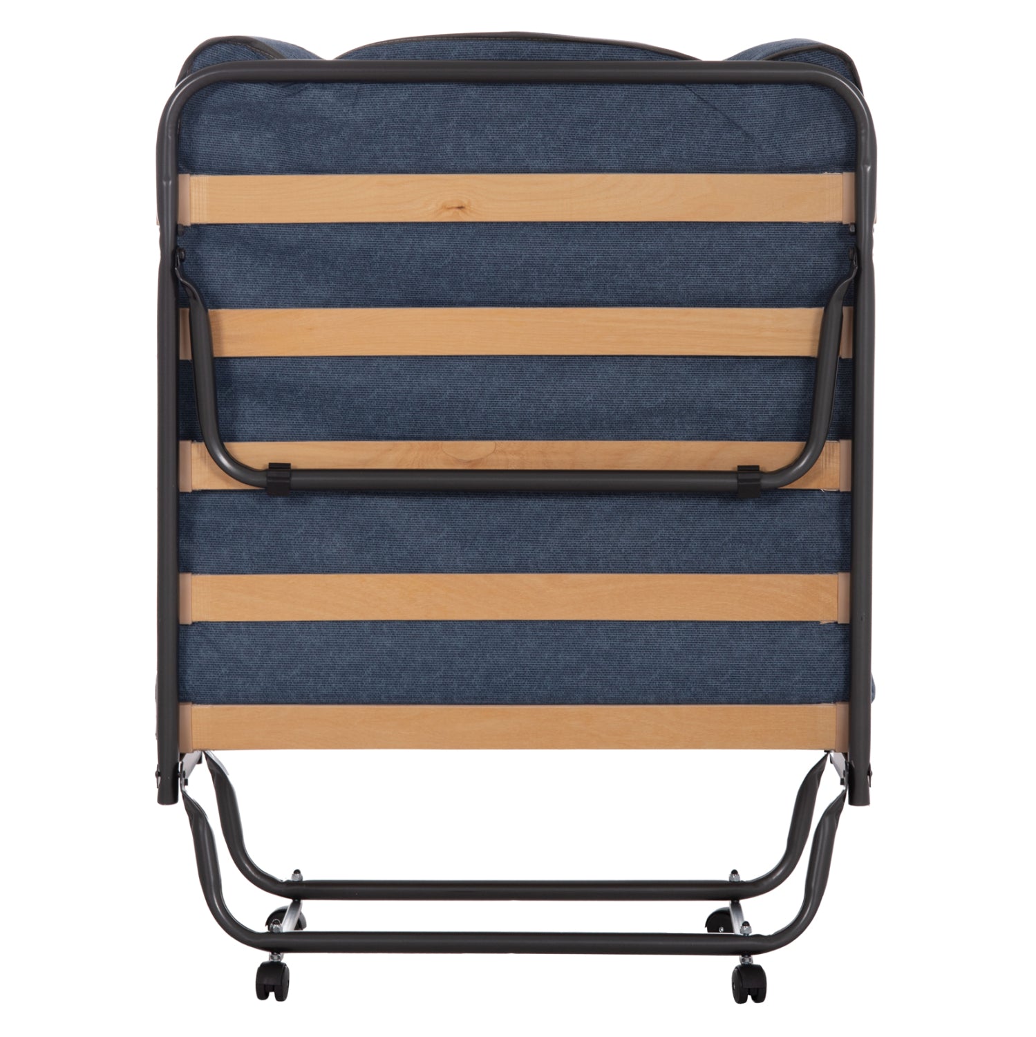 FOLDABLE BED NOBLE HM393.02 METALLIC WITH WHEELS & MATTRESS 9cm IN GREY 80x182x37.5Hcm.