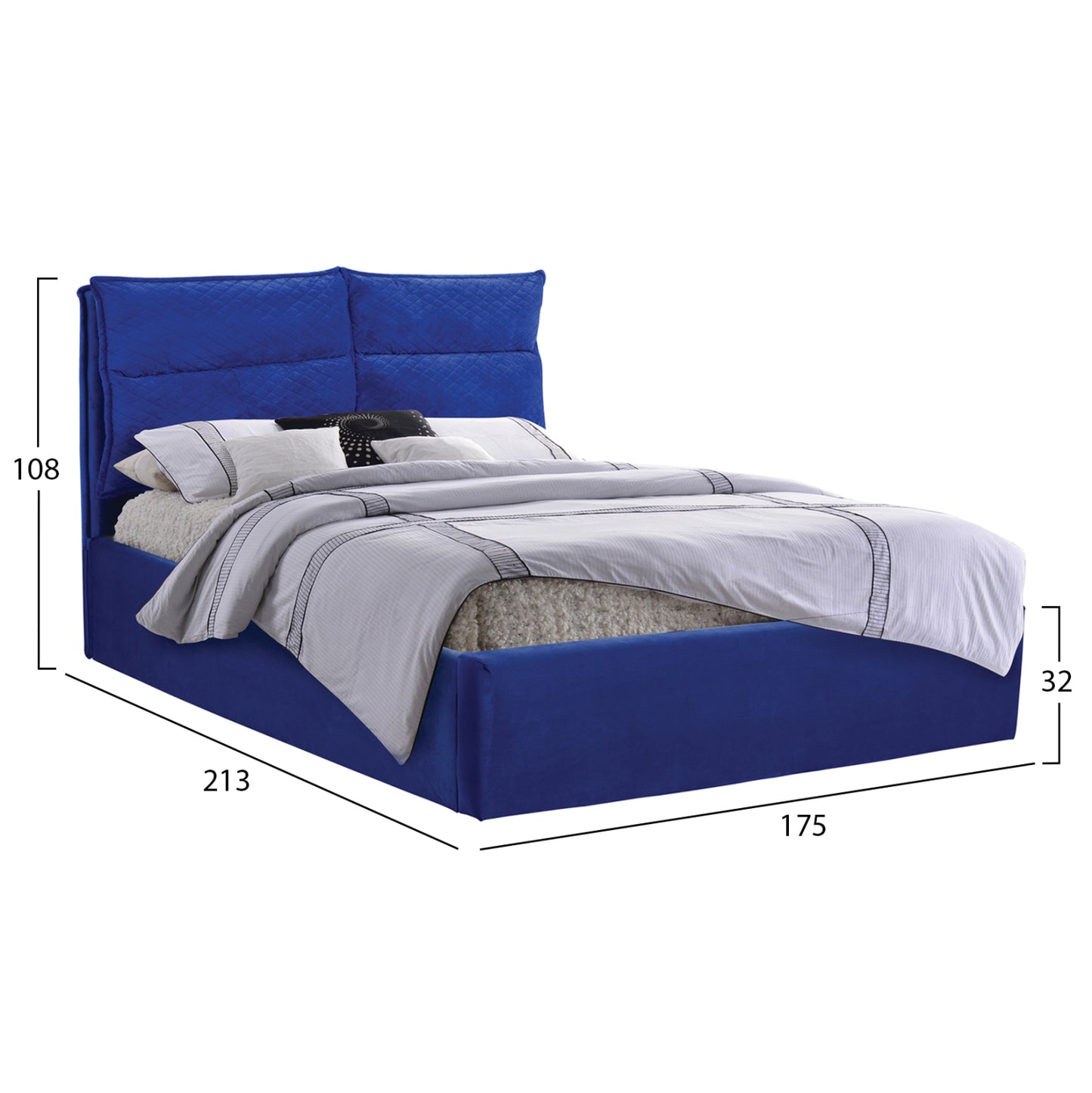 Bed Royalty from blue velvet King Size 160x200 cm. HM563.08