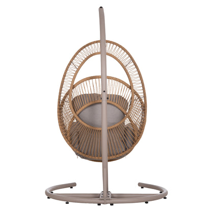 HANGING NEST RULER HM6083.02 METAL IN CAPPUCCINO-SYNTH.RATTAN IN NATURAL-GREY CUSHIONS 120x110x190Hcm.