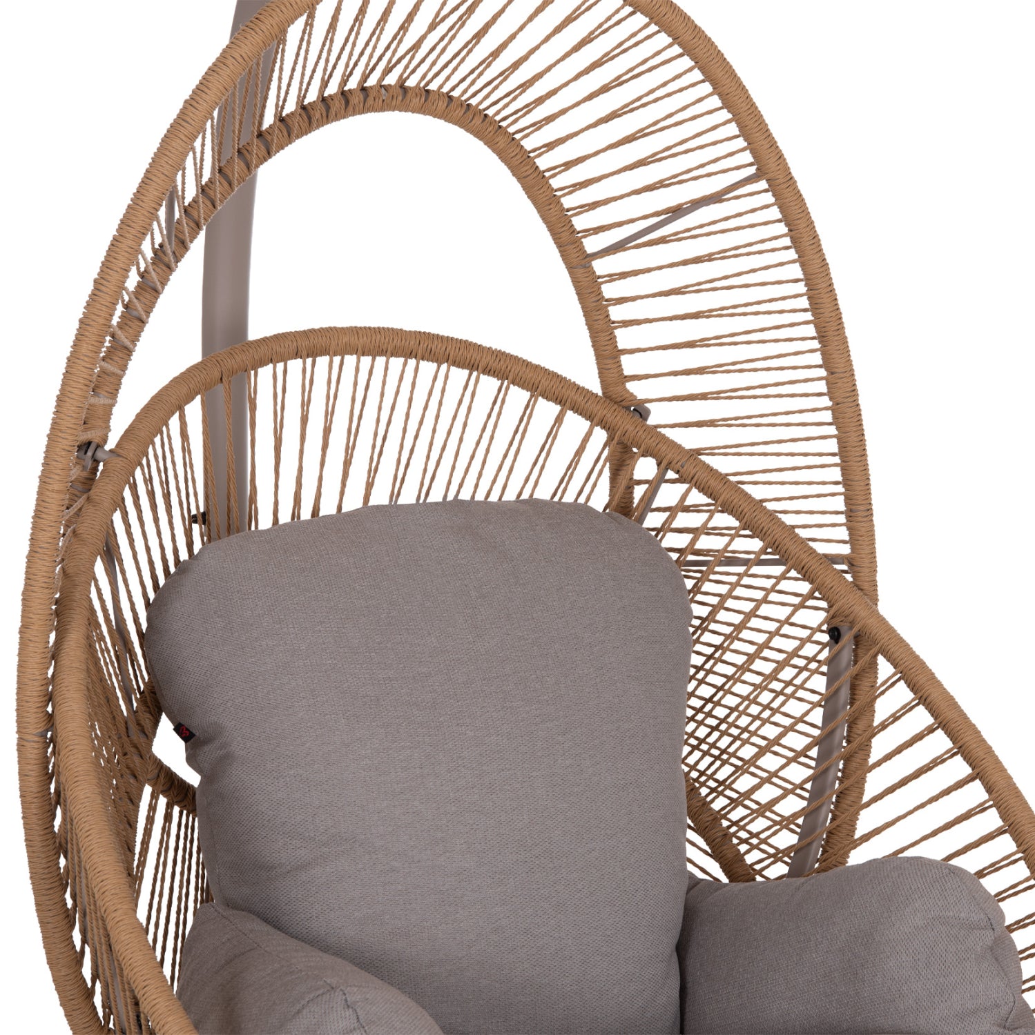 HANGING NEST RULER HM6083.02 METAL IN CAPPUCCINO-SYNTH.RATTAN IN NATURAL-GREY CUSHIONS 120x110x190Hcm.